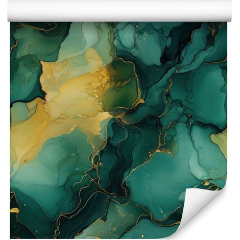 Papier peint bleu marine et jaune pour salon et chambre 50x1000 cm (1/5)