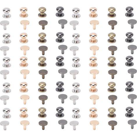 40 ensembles de rivets en cuir 8mm 4 couleurs en laiton tête ronde bouton Rivets pour sac sac à main ceinture chaussures vêtements (1/5)