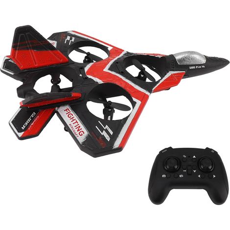 Avion drone radiocommandé S80 à ailes fixes, 3 vitesses, positionnement par pression d'air, éclairage puissant, jouet drone RC pour enfants, rouge, 2 piles incluses (1/5)