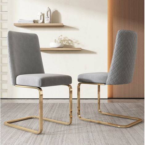 seduta sedia sala da pranzo relax velluto grigia oro OKMYHOME (1/5)