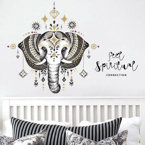 Éléphant mural adhésif style scandinave, déco salon chambre, autocollant mural fond décoratif (1/3)