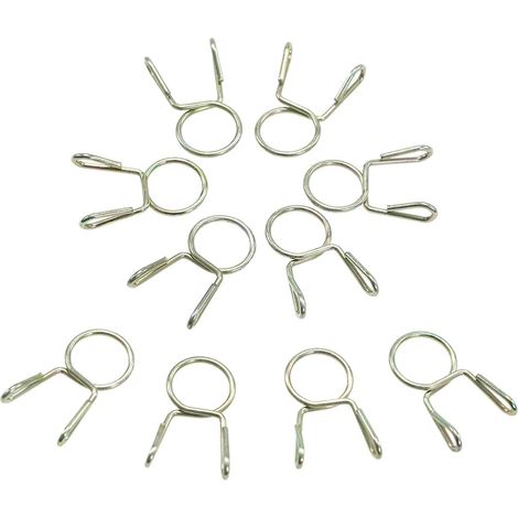Lot de 10 colliers de serrage à ressort pour durite d'essence 7 mm pour moto, quad et scooter.