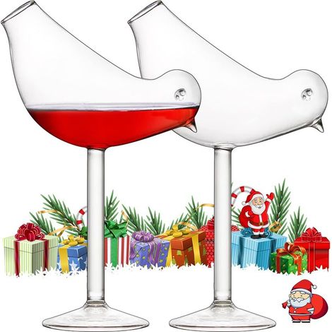Lot de 2 verres à cocktail - 150 ml - Design créatif oiseau Ensemble de verres à vin pour mariage de fête (1/5)