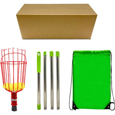 Fruit Picker with Basket Stainless Steel Telescoping Pole Fruit Catcher Tool for Avocado Acorn Lemon Pear Mango 1.6m Picker 4Pcs Rods 80‑160cm (1/5)