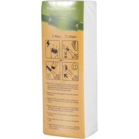 100 Feuilles de Bandes Épilatoires pour Jambes, Bras et Aisselles - Papier Épilation Non Tissé (1/5)