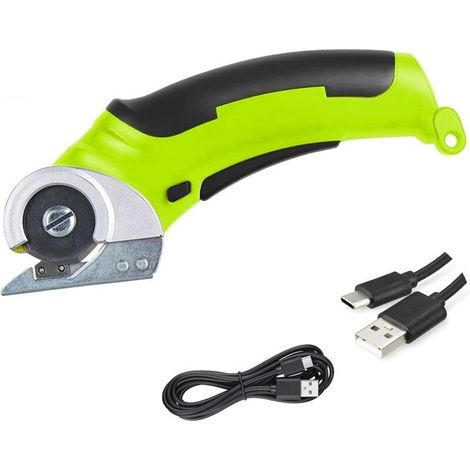 Ciseaux électriques Sans Fil avec Lame, Coupe-Rotative per Tissus et Textiles, Mini Cutter Couture avec Batterie Intégrée, Couper Tranchantes pour Tapis, élagage, Plastique, Carton, Cuir, Vert (1/5)