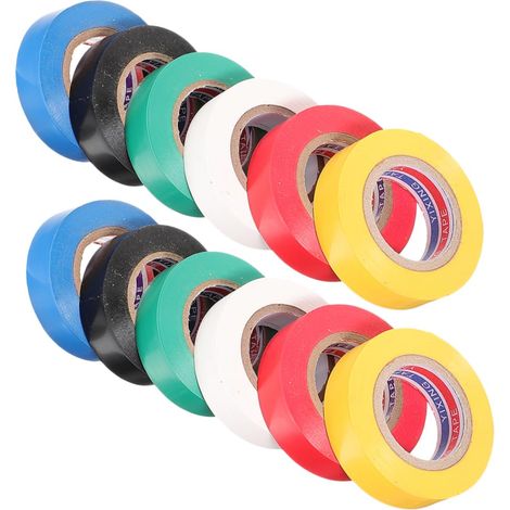 12 rouleaux de ruban isolant PVC coloré pour usage extérieur, large (1/5)