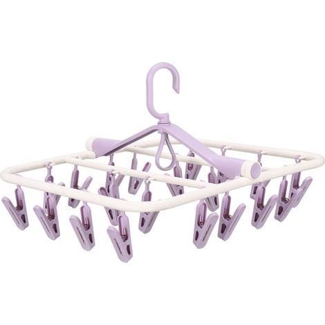 Secador de calcetines, 20 pinzas para ropa interior, calcetines, lencería, pinza plegable con forma de pulpo para corbatas y sombreros, color morado