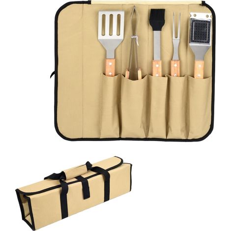 Juego de utensilios para barbacoa de acero inoxidable extragrueso (1/5)