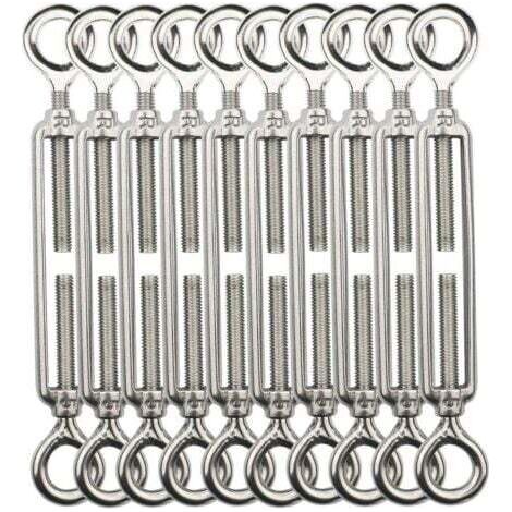 Tendeur Fil De Fer,M5 Tendeurs De Fil,Tendeur De Cable Crochet Et Crochet,Tendeurs De Cable En Acier Inoxydable 304,Utilisé Pour Cordes À Linge,Suspendre,Cable De Garde Corps -10 Pièces OO (1/4)