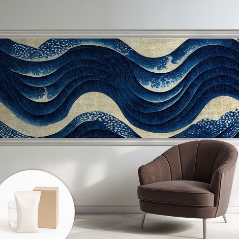 Tapete Vliestapete mit Kleber - Wanddekoration Wohnzimmer - Tapete Schlafzimmer Ozeanische Formen 250x104 cm (1/5)
