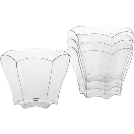 96 pièces de tasses à dessert jetables en plastique, transparentes, en forme de pétales de fleurs, pour gâteaux, mousses et boissons (70 ml) (1/5)