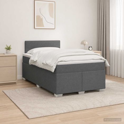 vidaXL Lit de box spring avec matelas et LED Gris foncé 120 x 190 cm (1/5)