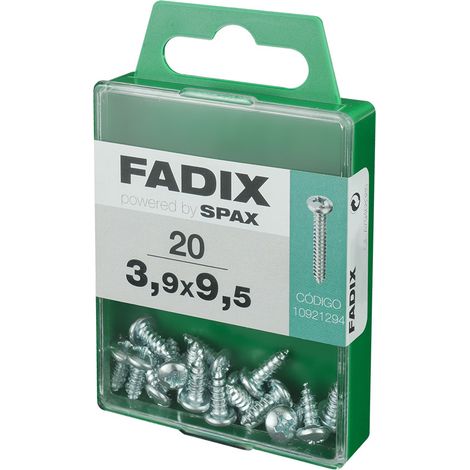 Caja de 20 unidades de tornillo de rosca chapa con cabeza redonda en cinc 3,9x9,5mm Fadix (1/2)