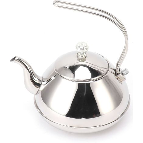 Großer 1,5-Liter-Edelstahlkessel mit Filter zum Kochen und Campen, silberfarben (1/5)