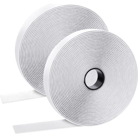 QAZQA Autocollant, Scratch Double Face, Bande Scratch Adhésive, l'installation de ces attaches remplace les vis, les clous, les boutons-pression et les rivets, 2 cm x 7,5 m blanc