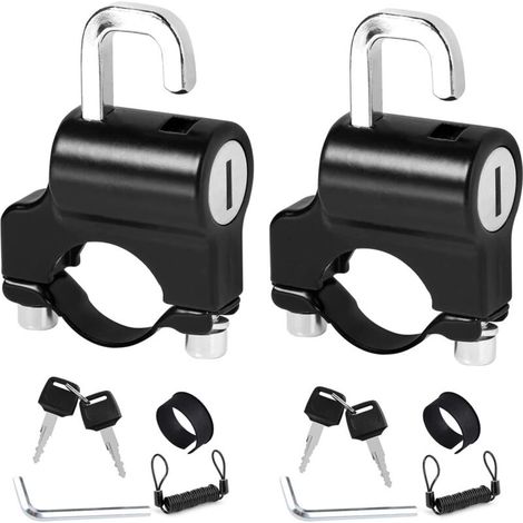 2-teiliges schwarzes Motorradhelmschloss, Diebstahlsicheres Lenkerhelmschloss, Universalhelmschloss mit Schlüsseln, Diebstahlsicheres Helmschloss geeignet für Motorradlenker mit 22 mm bis 24 mm Durchm