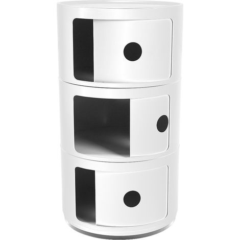 SJLERST Table de chevet moderne, meuble de chevet, Table de rangement circulaire multifonctionnelle (blanc) (1/5)