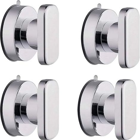 Miroirs de tiroir à ventouses puissantes, carreaux de verre, poignées murales, poignées de porte de salle de bain en verre pour WC, coussinets et boutons absorbants (4 pièces)