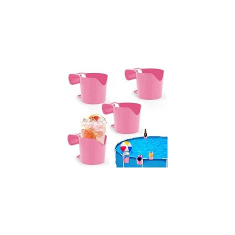 4 Pièces Rose Porte-Gobelets pour Piscines WISIRENT, Porte-Gobelet Détachable Porte-Gobelets de Piscine en Plastique, Multifonctionnel Accessoires Piscine Hors Sol Porte-Gobelet pour Les Fêtes d'Été