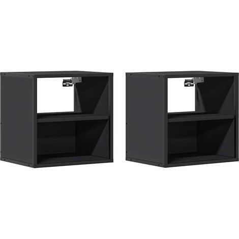 Maison Exclusive - Mesitas de noche de pared 2 unidades negra 40x (1/5)
