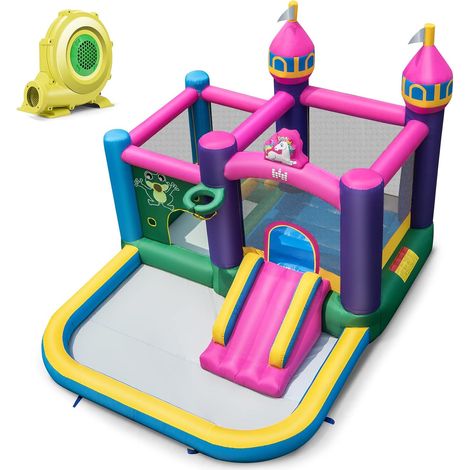 Costway – Château gonflable avec toboggan aquatique – 3 enfants – Tissu Oxford durable – Dimensions 327x392x270 cm – Gonfleur 680W inclus