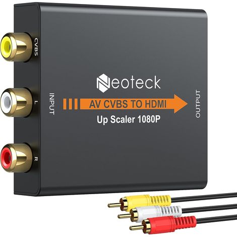 1080p RCA vers HDMI Adapteur Boîtier Métallique NTSC PAL Convertisseur Vidéo Mini AV vers HDMI 3RCA/AV/CVBS Composite Analogique vers Numérique pour PC PS3 TV STB VHS VCR DVD Projecteur (1/5)