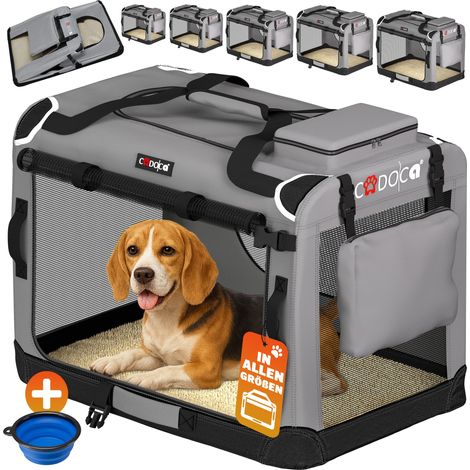 CADOCA Cage de transport pour animaux chien chat rongeur Respirant Pliable Sac de transport Matelas douillet Sac Panier L - Gris