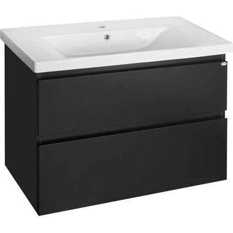 Aqualine Altair - Mobiletto sottolavabo 87x60x45 cm, nero opaco AI690