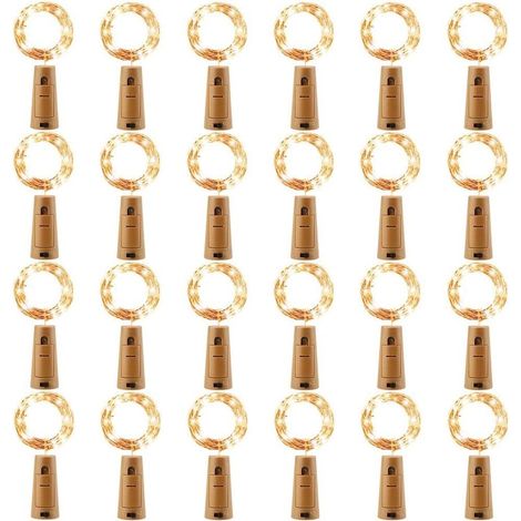 Guirlande Lumineuse - 24 Led - Fil De Cuivre - Bouchon En Liège - Blanc Chaud - Pour Décoration Vin - 1 Pièce (1/5)