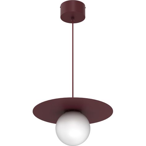 Suspension décorative boule bordeaux et blanche E27 15W métal, collection Flat Luminex (1/2)