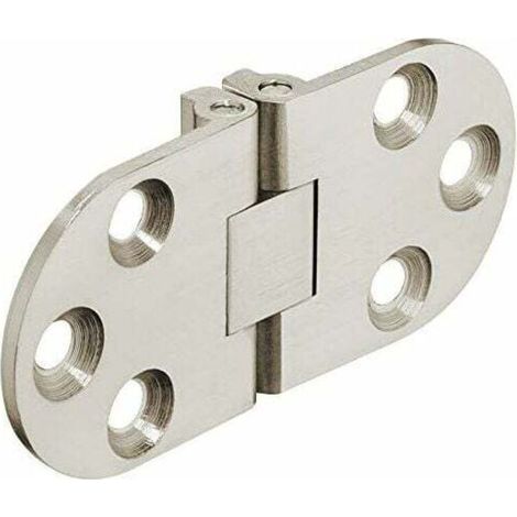 Folding Hinges – For Kitchen Tables, Sewing Machines, Office Furniture, Folding Table Tops – Flat, Invisible Metal Hinge Made of Matte Nickel-Plated Steel – 30 x 65 mm – 1 Piece (1/5)