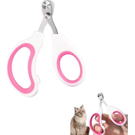 1 pièce coupe-ongles spécial chat avec lame à bord arrondi, outil de coupe adapté aux débutants, couleur rose (1/5)