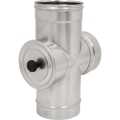 MAKA Raccordo a T 90° con Ispezione Posteriore per Canna Fumaria in Acciaio Inox, per Impianti a Gas AISI 304 Ø 180 mm (1/5)