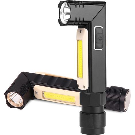 Nouvelle lampe torche multifonctionnelle pliable à 90° XPG+COB, lumière rouge et blanche. Rechargeable par USB. (1/5)