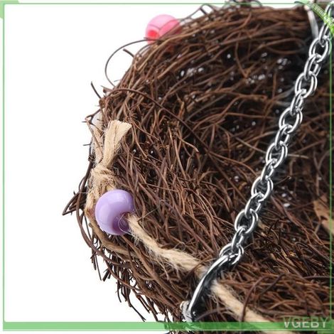 Jouet pour oiseaux - FAFEICY - Nid en rotin 27x12 cm - Suspendu avec cloches - Multicolore - Pour perroquets petits et moyens (1/5)