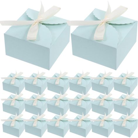 20 boîtes cadeaux carrées, boîtes à savon artisanales, emballage cadeau, boîte à dragées-9x9x5cm-Sky-blue (1/3)