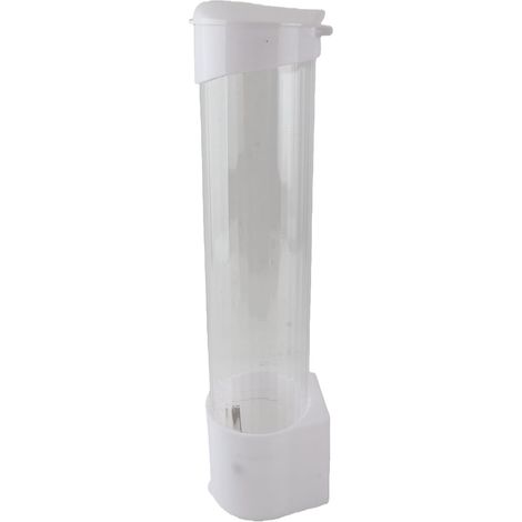 Plastic Wall Mounted Cup Dispenser, ABS and PC, White, Capacity 60-80 Cups, 9 x 41.5 cm, with Dust Lid