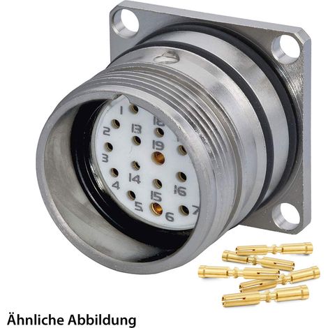 HUMMEL SET inkl. Kontakte M23 Signal Gerätesteckverbinder, Crimpeinsatz gerade Polzahl 11+PE, Buchse mit Vibrationsschutz Hinterwand - 1 Stück