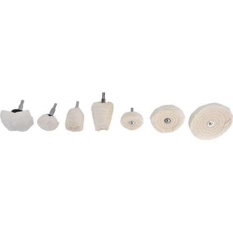 Kit de 7 disques de polissage en coton et flanelle avec tige de 6,35 mm (1/4 po) pour le meulage du métal et du verre (1/5)