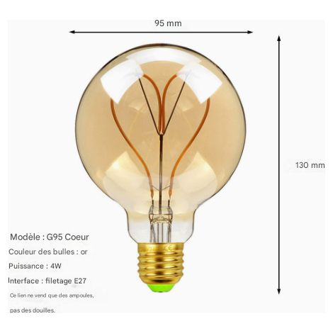 Ampoule LED Edison Antique, filament flexible à intensité variable, 4 W, culot E27, ampoule rétro ultra-lumineuse pour lampe bougie, éclairage décoratif (1/5)