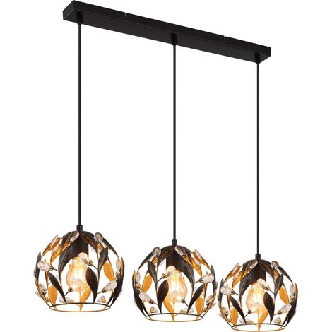 Globo - lámpara colgante - MIKA - negro - metal - gran lámpara de