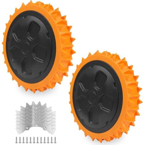 Wheels for Worx Landroid - Weighted all-terrain wheels with stainless steel spikes, compatible with WR141E / WR142E / WR143E / WR165E / WR167E robotic lawnmowers (1/5)