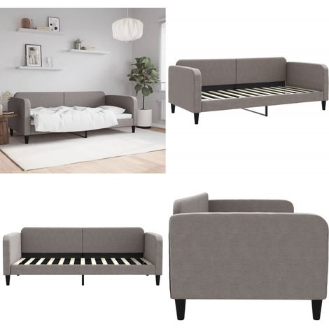 Lit de repos sans matelas taupe 90x200 cm tissu - Lit de jour - Canapé (1/5)