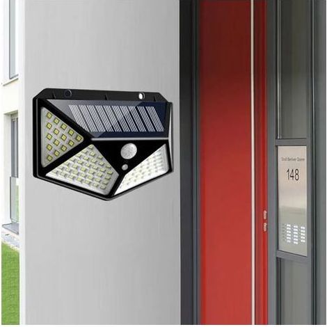 Solar-Außenleuchten, 【270° 4-seitige Beleuchtung - 2200 mAh】 Wasserdichte Solar-Wandleuchte mit 100 LEDs und Bewegungssensor für Garten und Hof - 【4er-Set】 (1/5)