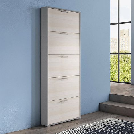 Dmora Zapatero Margherita, Mueble de entrada polivalente con 5 puertas abatibles, zapatero moderno, 100% Made in Italy, Cm 67x18h184, Alerce, con embalaje reforzado (1/5)