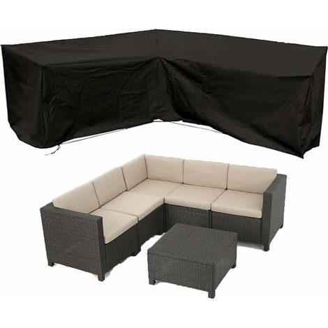 112 x 112 inch Sectional Couch Covers for Patio Furniture, Waterproof V-Shaped Garden Couch Cover L-Shaped Weather Protector (1/5)