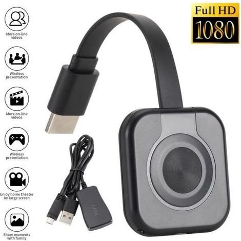 Proiettore HDMI wireless per smartphone – Mirroring dello schermo 1080P – Compatibile con AirPlay/Miracast – Compatto e leggero – Nero (1/4)