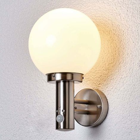 [NEUWERTIG] B-Ware Lindby Außenwandleuchte Nada Edelstahl Gartenlampe Bewegungsmelder IP44 E27 LED (1/2)