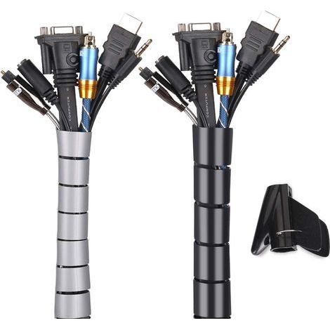 Kabelmanagement-Schläuche 2 x 3 m – 2er-Pack – 22 mm Durchmesser für 6 bis 8 Kabel – 16 mm Durchmesser für 3 bis 5 Kabel – Optimaler Kabelschutz